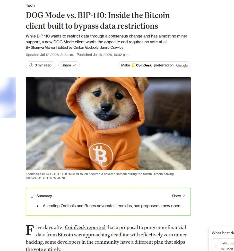 DOG Mode Bitcoin: A desobediência que dribla a censura na rede — gráfico 1