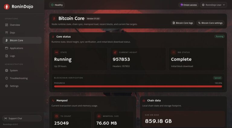 RoninDojo v3.0.0: é possível a soberania sem um nó próprio?