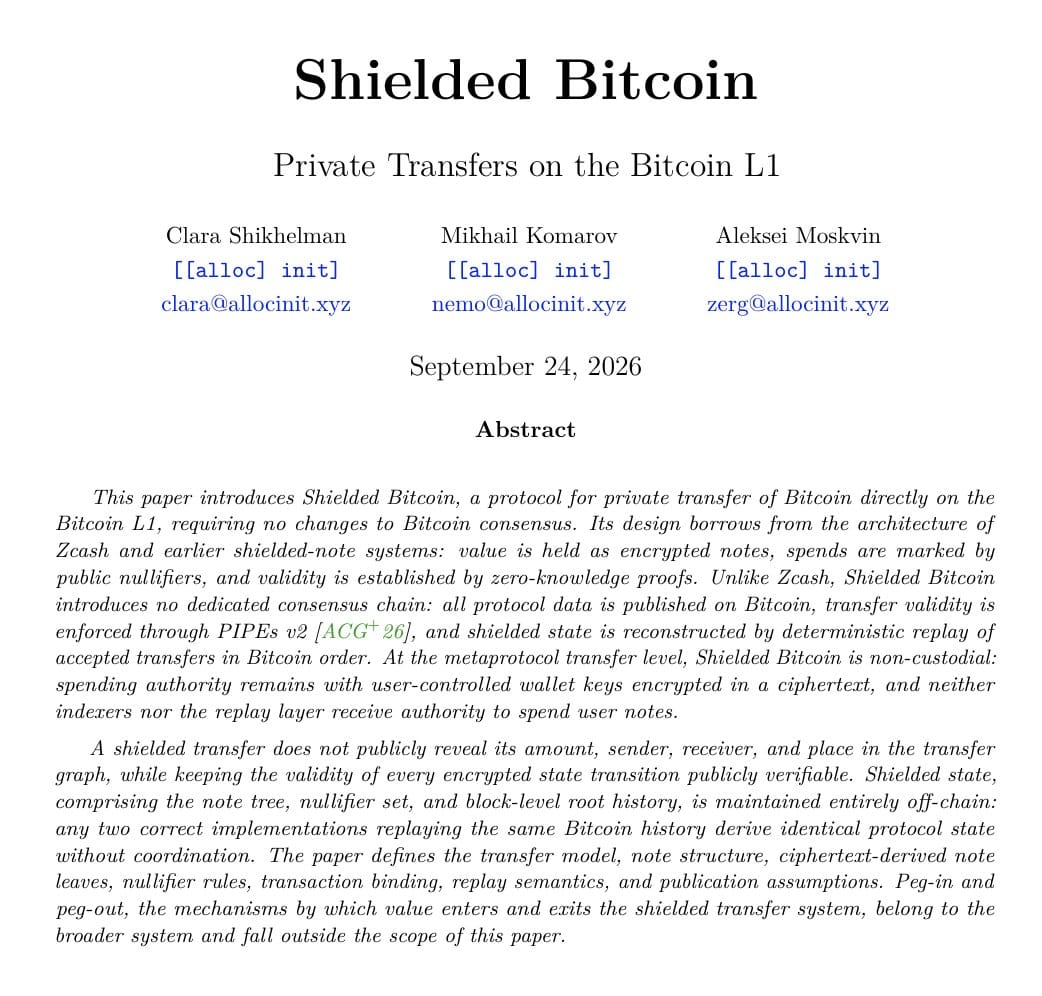 Shielded Bitcoin L1: a ruptura com a vigilância na camada base — gráfico 1